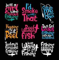 visvangst t overhemd ontwerp bundel, citaten over vissen, visvangst t shirt, visvangst typografie t overhemd ontwerp verzameling vector