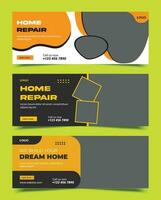 huis reparatie web banier sjabloon, huis reparatie banier, omslag, banier, banier set, vector premie