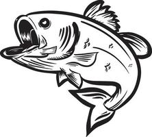 zwart-witte vectorillustratie van het springen van de vis