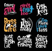 visvangst t overhemd ontwerp bundel, citaten over vissen, visvangst t shirt, visvangst typografie t overhemd ontwerp verzameling vector