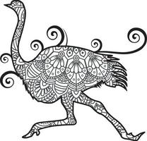 struisvogel mandala. vintage decoratieve elementen. oosters patroon, vectorillustratie. vector