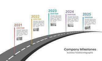 5e verjaardag bedrijf tijdlijn infographic sjabloon. bedrijf mijlpaal, weg kaart. vector illustratie.