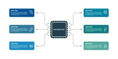 6 opties infographic bewerker diagram. vector illustratie.