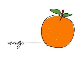 oranje doorlopend een lijn tekening, fruit vector illustratie.