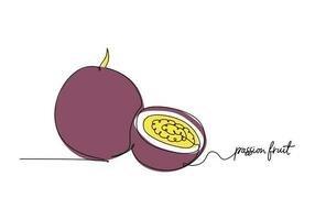passie fruit doorlopend een lijn tekening, fruit vector illustratie.