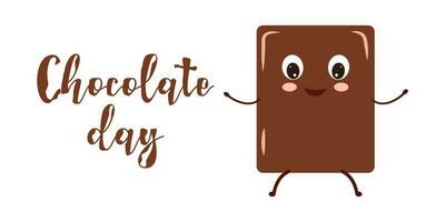 chocola dag.chocolade karakter ontwerp met tekst vector