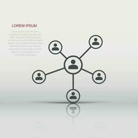 vector sociaal netwerk icoon in vlak stijl. mensen verbinding teken illustratie pictogram. netwerk bedrijf concept.