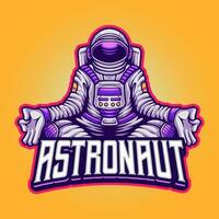 astronaut kom tot rust meditatie mascotte esports logo vector