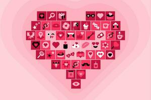 liefde hart dating roze icoon collage vector