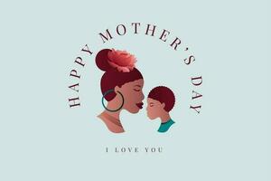 gelukkig moeders dag Afro Amerikaan mam en zoon poster vector
