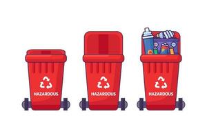 gevaarlijk items recycling sorteren containers vector