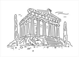 acropolis in Athene. mijlpaal in Griekenland. vector illustratie in tekening stijl, lineair