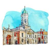 architectuur Dublin Ierland waterverf hand- getrokken illustratie geïsoleerd Aan wit achtergrond vector