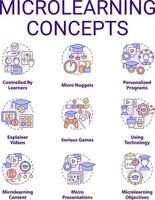 microleren concept pictogrammen set. effectief leerzaam nadering idee dun lijn kleur illustraties. gepersonaliseerd programma's. geïsoleerd symbolen. bewerkbare beroerte vector