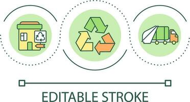 verspilling recycling centrum lus concept icoon. vuilnis verwijdering onderhoud. uitschot beheer abstract idee dun lijn illustratie. geïsoleerd schets tekening. bewerkbare beroerte vector