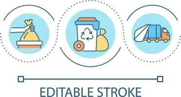 huishouden verspilling opslagruimte lus concept icoon. stoeprand verzameling. het werpen uit afval. uitschot houder abstract idee dun lijn illustratie. geïsoleerd schets tekening. bewerkbare beroerte vector