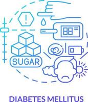 diabetes mellitus blauw helling concept icoon. bloed glucose niveau. chronisch ziekten majoor groep abstract idee dun lijn illustratie. geïsoleerd schets tekening vector