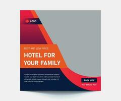 sociale media postsjabloon voor hotels en resorts vector