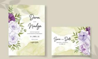 elegant bruiloft uitnodiging kaart met zacht bloem vector