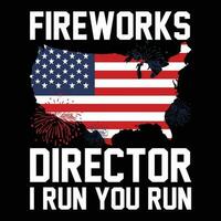 vuurwerk regisseur - ik rennen u rennen grappig 4e van juli t-shirt vector