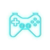 neon pictogrammen. bedieningshendel spel controleur gamen. blauw neon vector icoon Aan verduisteren achtergrond