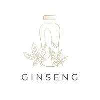 ginseng wortel lijn kunst tekenfilm illustratie logo vector