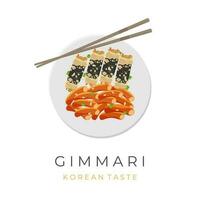 illustratie logo van gimmari kimmari Koreaans tussendoortje geserveerd met tteokbokki vector