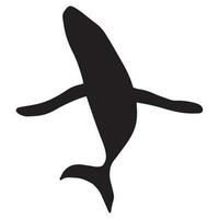 walvis, zwart silhouet oceaan dier. zeeleven in Scandinavisch stijl Aan een wit achtergrond. Super goed voor poster, kaart, kleding afdrukken. vector illustratie