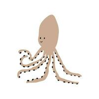 Octopus karakter zee dier Aan diep achtergrond. wild leven illustratie. ondergoed wereld. vector illustratie.