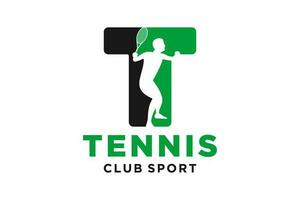 vector initialen brief t met tennis creatief meetkundig modern logo ontwerp.