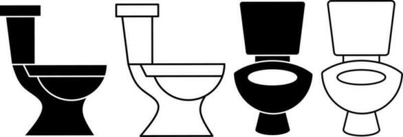 schets silhouet toilet icoon reeks geïsoleerd Aan wit background.side en voorkant visie wc icoon vector