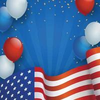 VS onafhankelijkheidsdag achtergrond met ballon en vlag vector