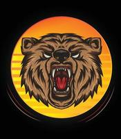 logo beer hoofd illustratie met gebrul volledige kleur voor t-shirtontwerp, boze beer mascotte vector