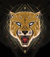 logo cheetah illustratie. vector cheetah met brullend gezicht