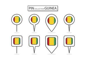 reeks van vlak pin Guinea vlag icoon in verschillend vormen vlak pin icoon illustratie ontwerp. vector