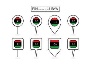 reeks van vlak pin libye vlag icoon in verschillend vormen vlak pin icoon illustratie ontwerp. vector