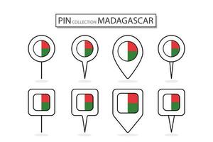 reeks van vlak pin Madagascar vlag icoon in verschillend vormen vlak pin icoon illustratie ontwerp. vector