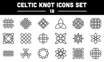zwart lijn kunst illustratie van keltisch knoop 18 icoon set. vector