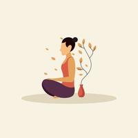 vrouw meditatie ontwerp concept vlakke afbeelding vector