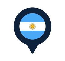 Argentinië vlag en kaart aanwijzer pictogram. nationale vlag locatie pictogram vector ontwerp, gps locator pin. vector illustratie