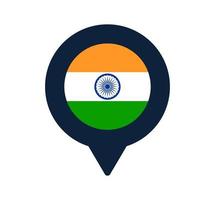 India vlag en kaart aanwijzer pictogram. nationale vlag locatie pictogram vector ontwerp, gps locator pin. vector illustratie