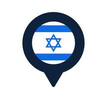 Israël vlag en kaart aanwijzer pictogram. nationale vlag locatie pictogram vector ontwerp, gps locator pin. vector illustratie