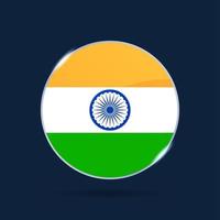 India nationale vlag cirkel knoppictogram. eenvoudige vlag, officiële kleuren en juiste verhoudingen. platte vectorillustratie. vector