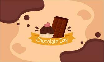 gelukkig wereld chocola dag illustratie met chocola logo vector