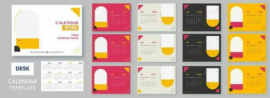 2 formaten compleet reeks van 12 maand, 2023 bureau kalender sjabloon lay-out met ruimte voor beeld of tekst in kleurrijk. vector