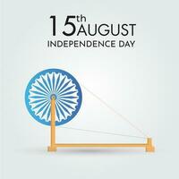 15e augustus, gelukkig onafhankelijkheid dag poster ontwerp met spinnen Ashoka wiel illustratie voor viering concept. vector