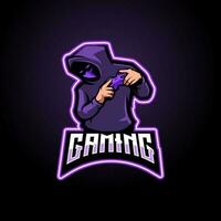 gamer gaming logo ontwerp vector. Mens vervelend trui Holding controleur voor team esport vector