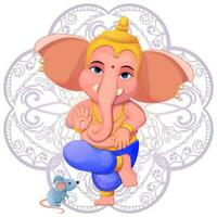 weinig schattig ganesh, religieus traditioneel god olifant in tekenfilm karakter geïsoleerd Aan wit achtergrond. vector illustratie