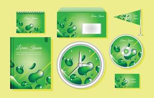 groene vloeibare zakelijke briefpapier set sjabloon