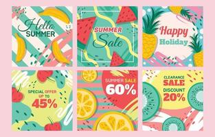 zomer sociale media post set vector